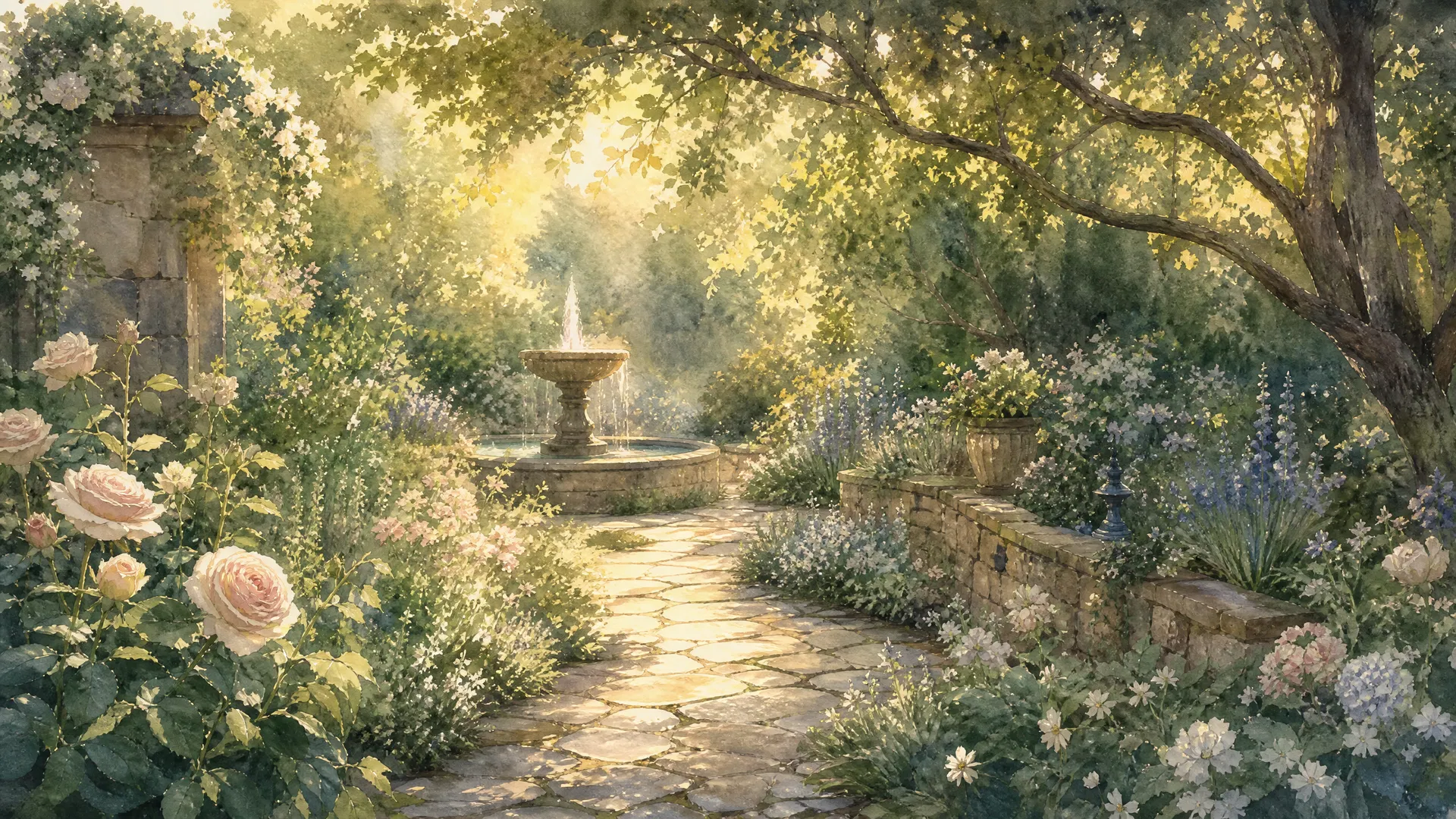 Rose Garden Fountain Path
